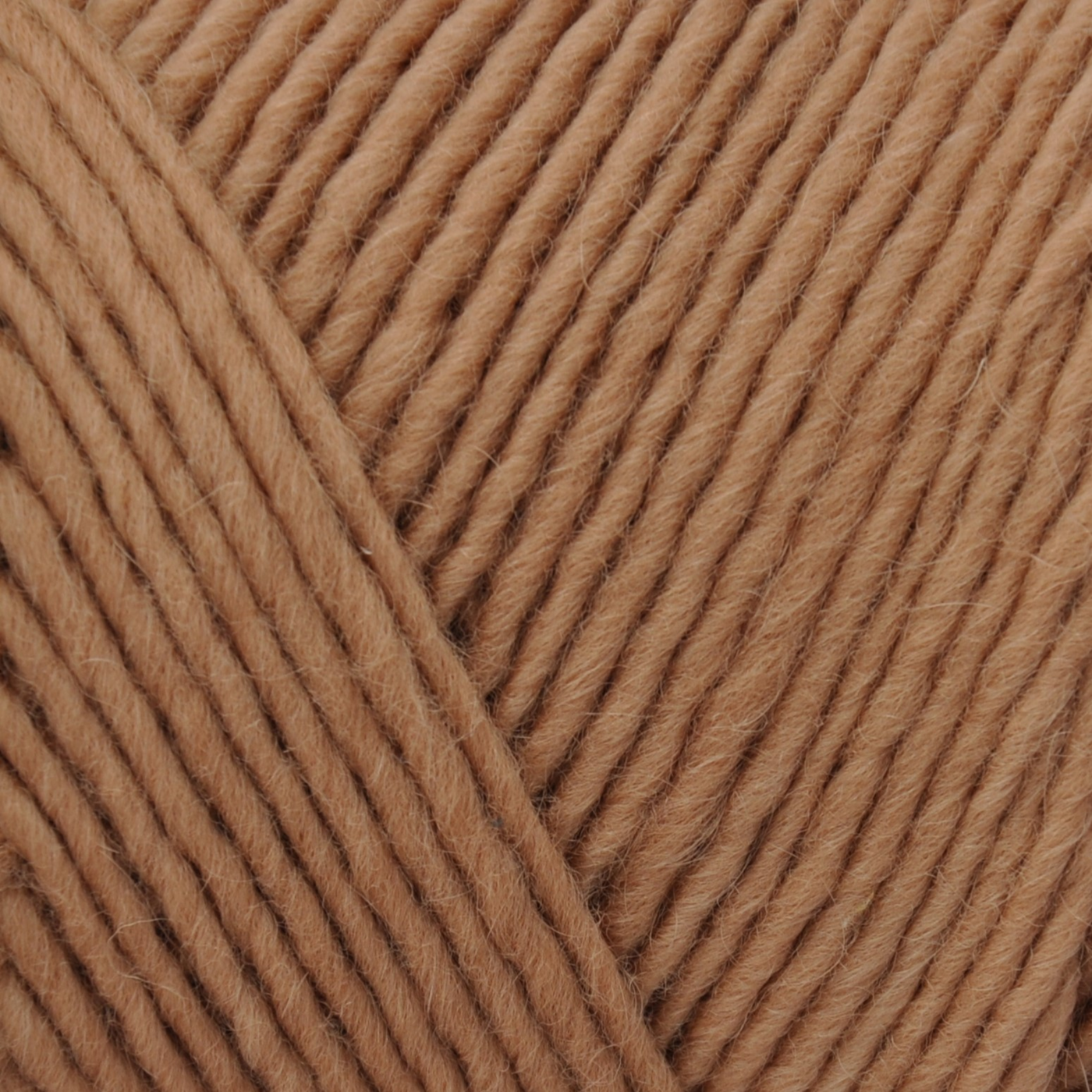 Brown Sheep Lamb’s Pride Bulky yarn skein, Maple Praline caramel brown colorway close-up