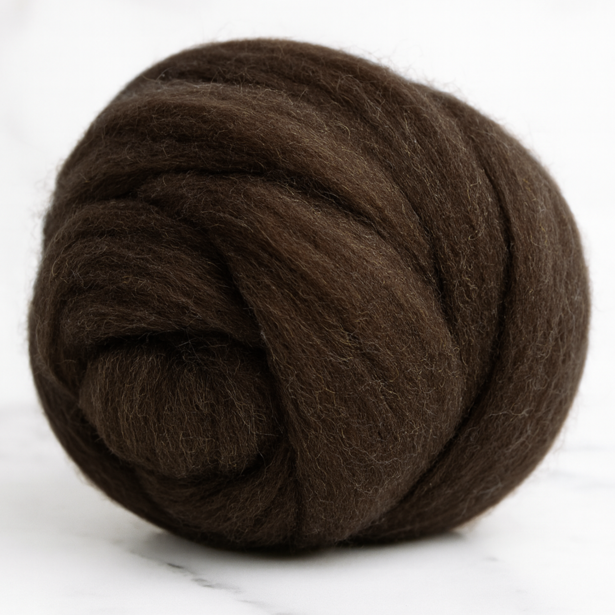 Natural brown Corriedale wool roving top coiled—1 lb (16 oz) undyed, cleaned and combed core wool for spinning, felting, and weaving.