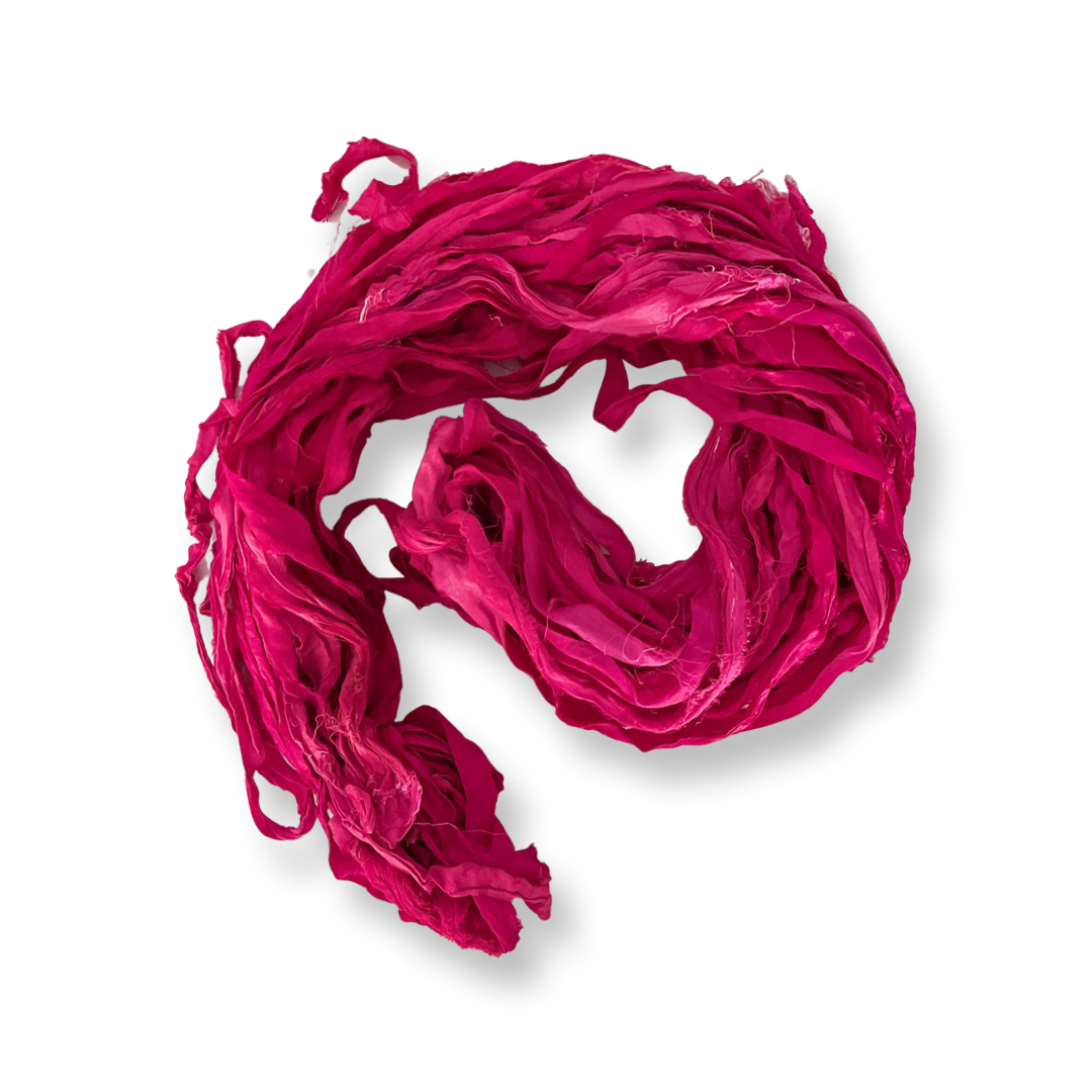 Handmade Recycled Sari Silk Chiffon Ribbon Yarn