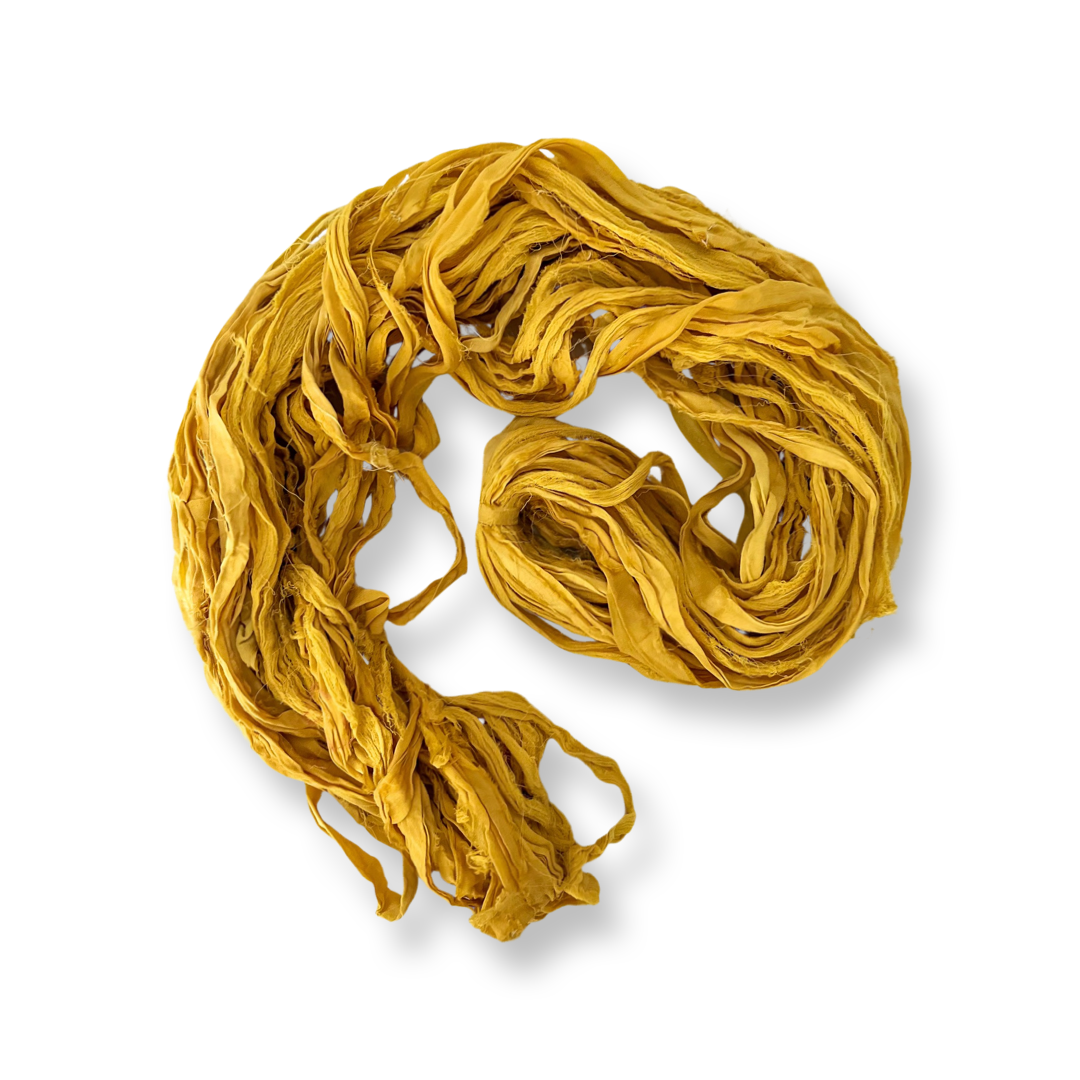 Handmade Recycled Sari Silk Chiffon Ribbon Yarn