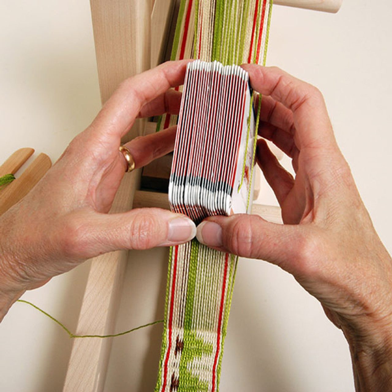 Schacht Card Weaving Cards on the Schacht Inkle Loom