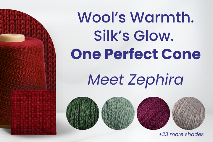 Zephira Wool/Silk Yarn Cones - Revolution Fibers