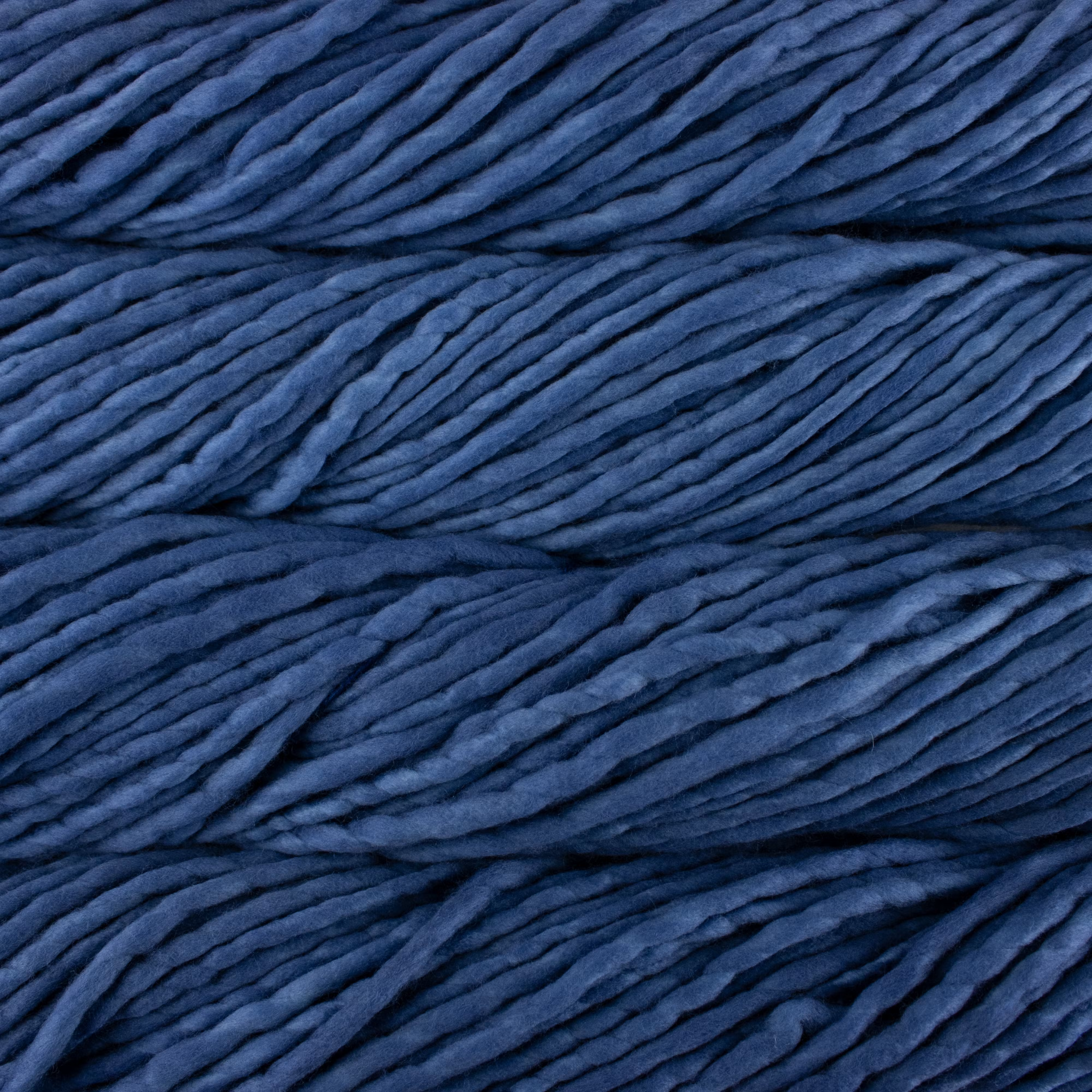 Super Bulky Malabrigo Rast Hand-dyed yarn in the dusty navy blue colorway Denim.