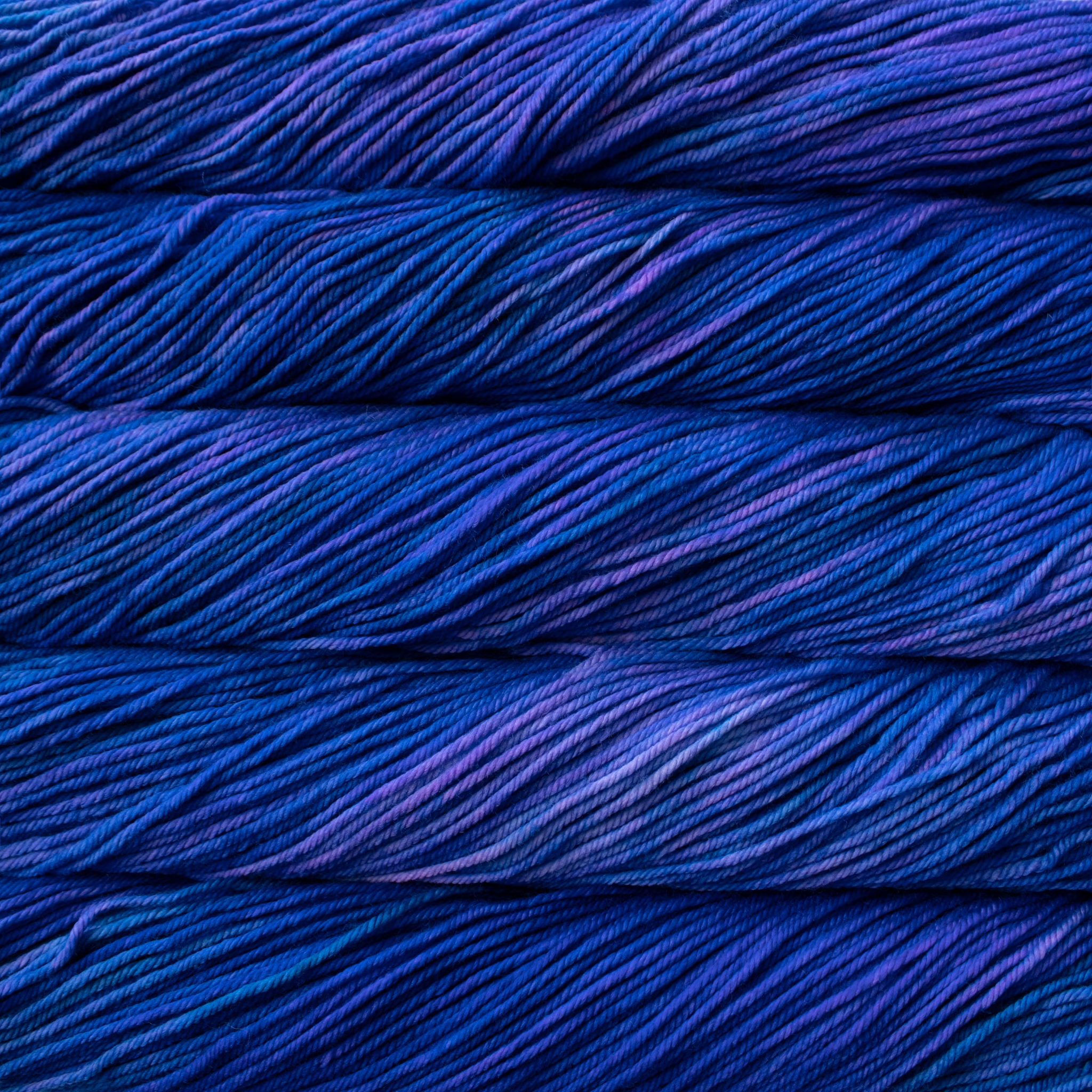 Malabrigo Rios hand-dyed worsted yarn in Leo RIO282, a vivid royal and cobalt-blue tonal colorway.