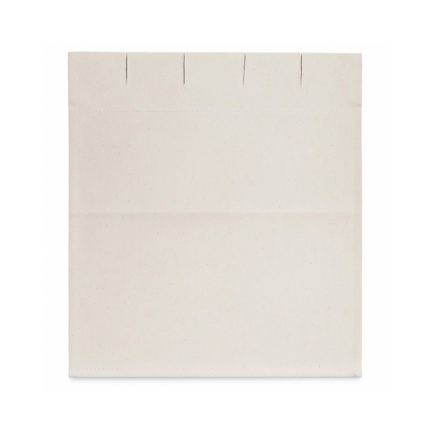 Close-up view of a Leclerc canvas loom apron made from natural off-white cotton, featuring finished edges and tie-on slits for use on floor and table weaving looms