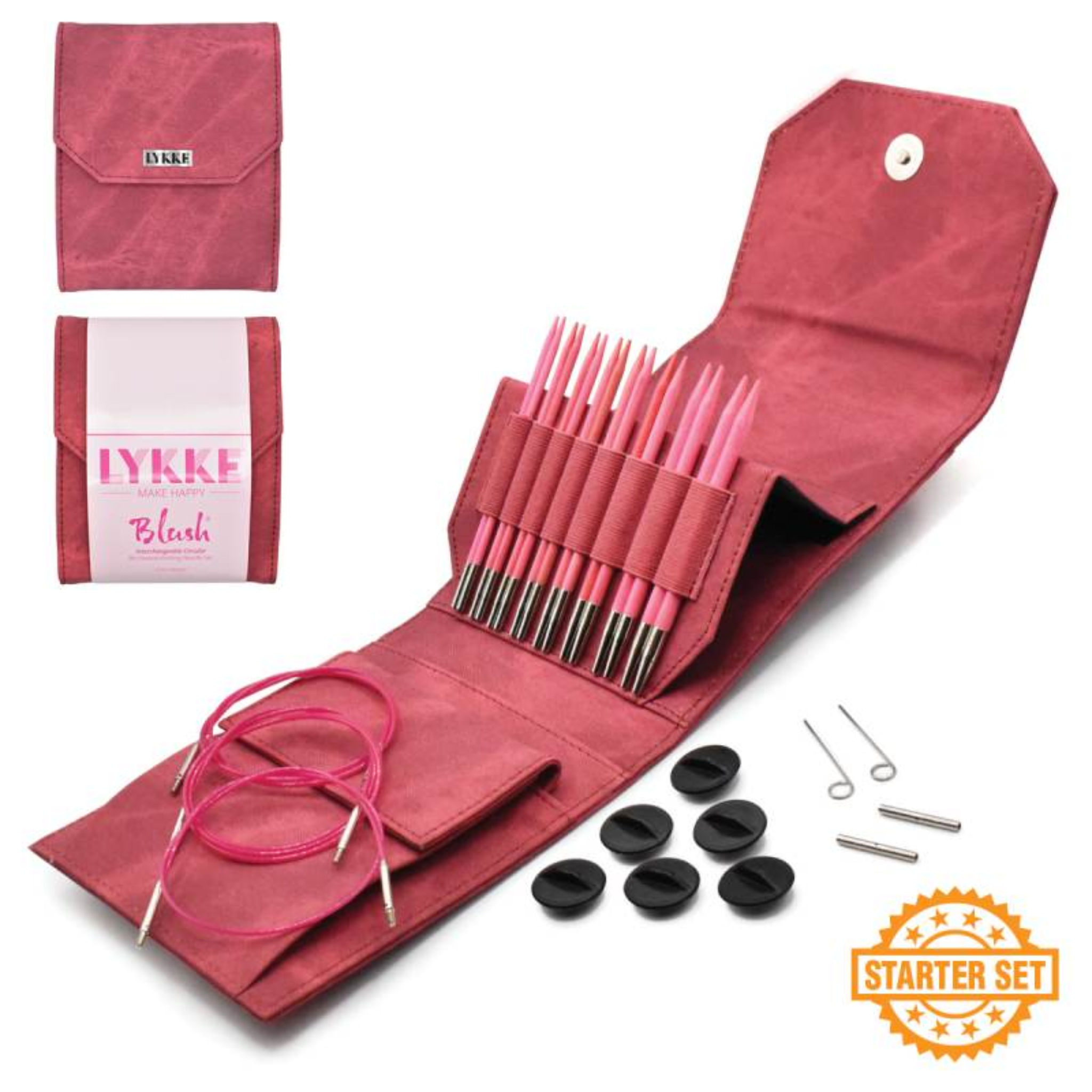 Lykke Blush 5" Interchangeable Circular Needle Set | With Carrying Case in the shade crimson -Knitting Needle Set-Lykke Crafts-Revolution Fibers