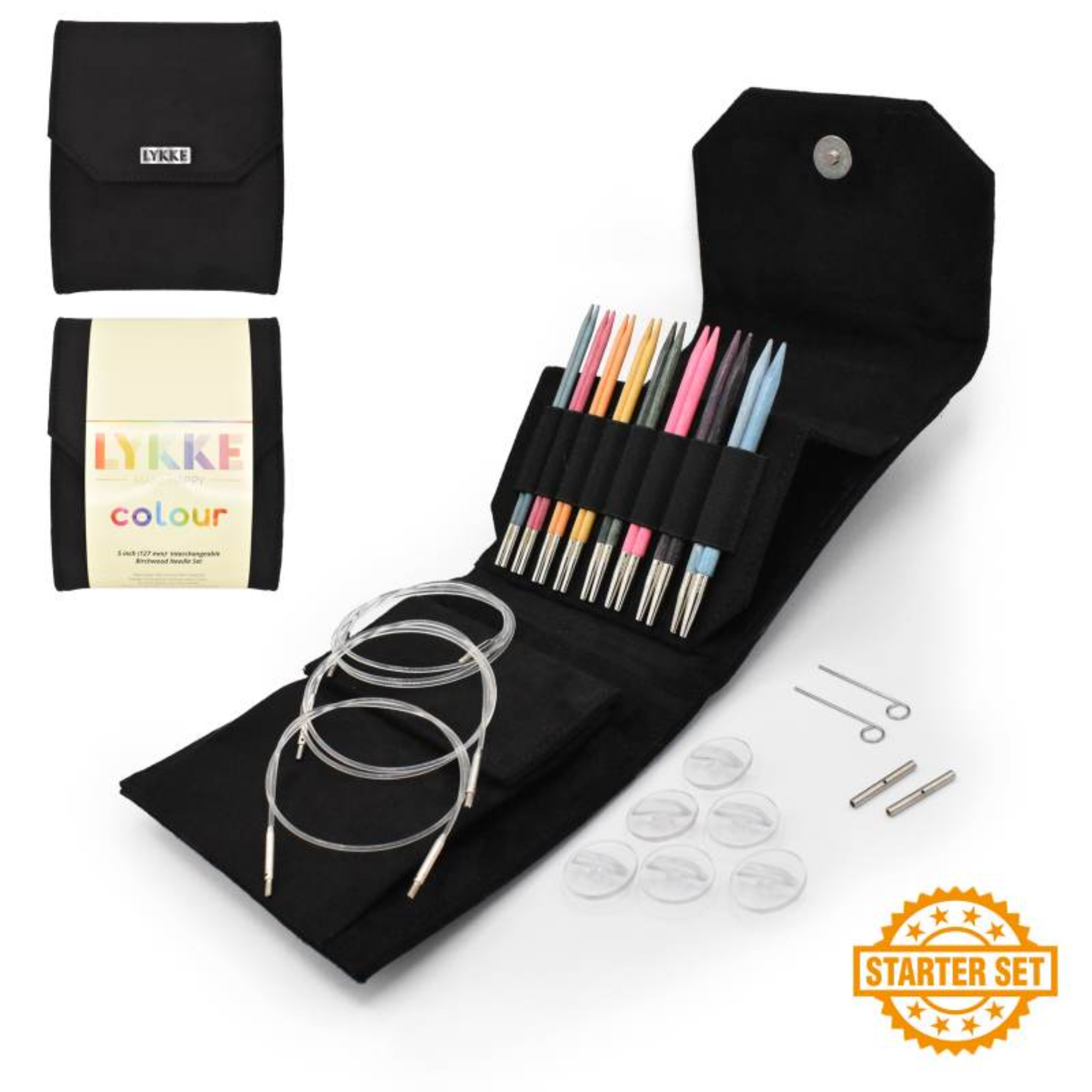 Lykke Colour 5" Interchangeable Circular Needle Set | With Carrying Case in the shade black suede-Knitting Needle Set-Lykke Crafts-Revolution Fibers