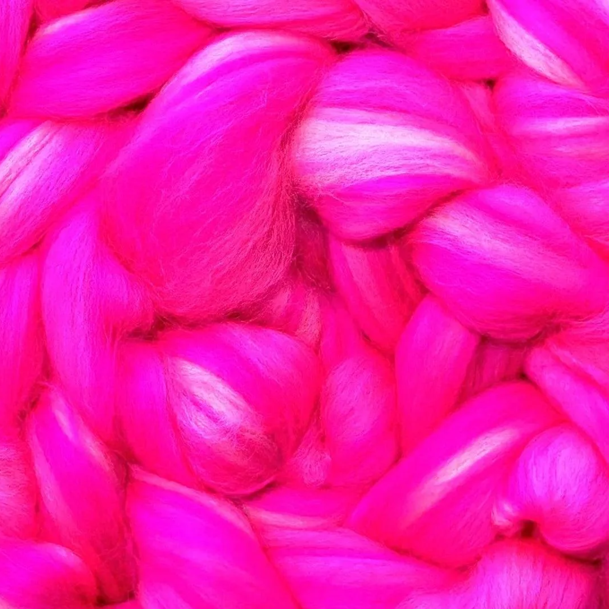 “Bliss” Luminoso merino roving—hot pink tonal blend for soft hand-spun yarn & colorful felting projects