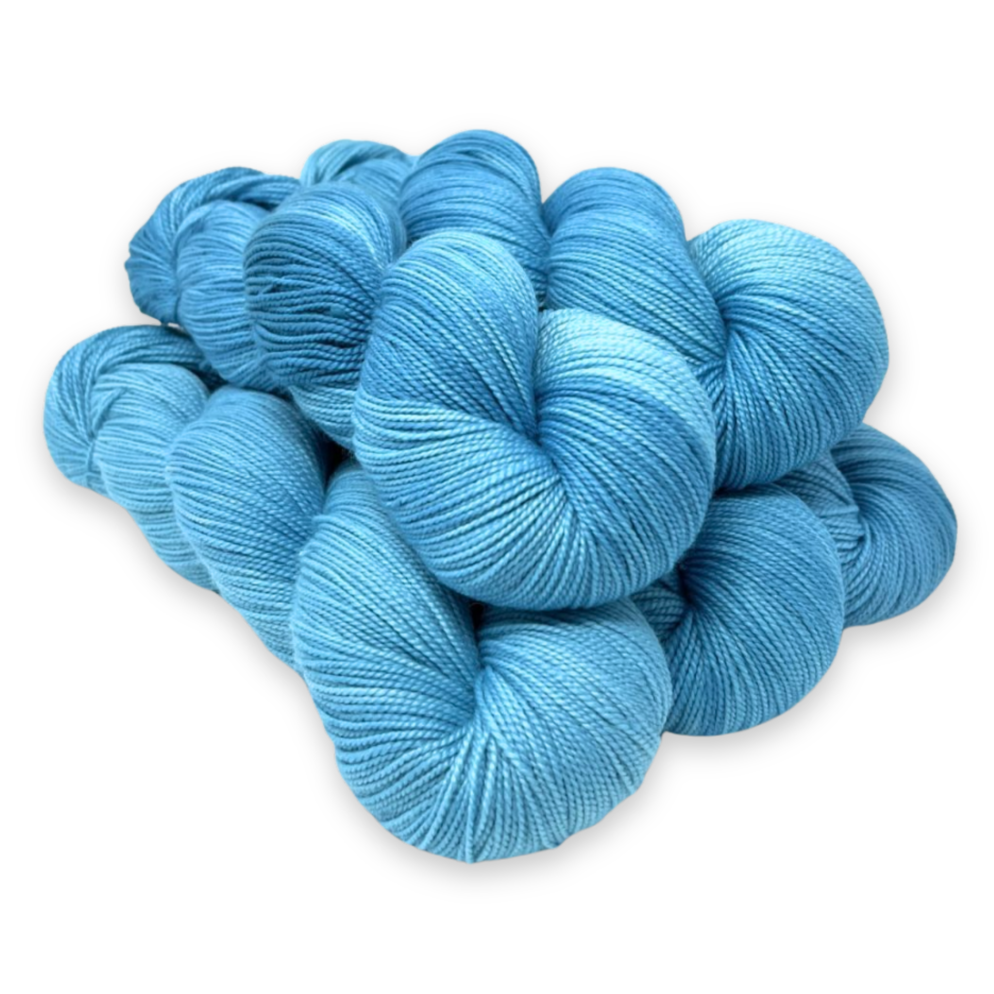 'Cold Snap' – icy sky blue tone in Revolution Fibers Baah La Jolla superwash merino fingering yarn.