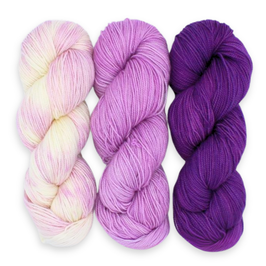 Revolution Fibers Baah La Jolla Fingering Weight Hand-Dyed Superwash Merino Yarn – La jolla hand-dyed yarn in soft lilac gradient set