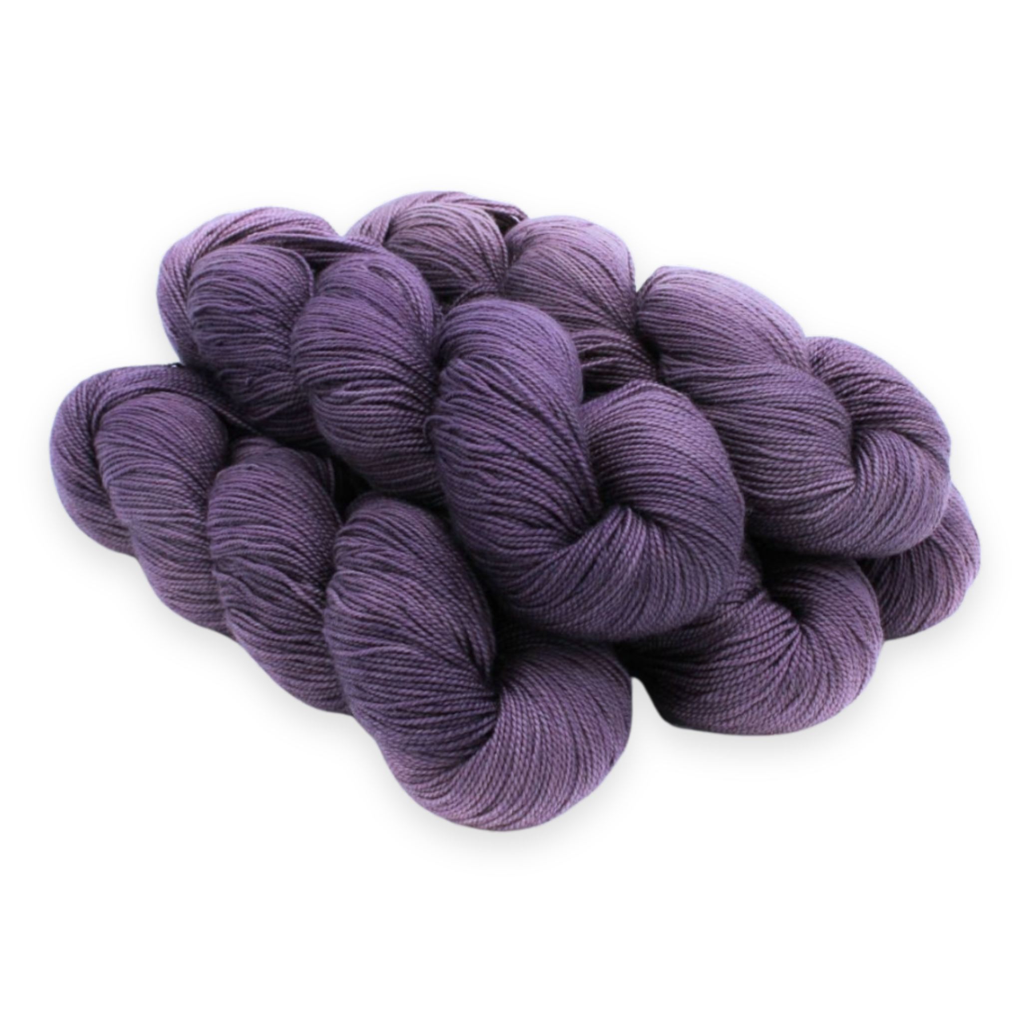 'Deep Lavender' – soft, muted purple in Baah La Jolla Fingering Weight Hand-Dyed Superwash Merino Yarn from Revolution Fibers.