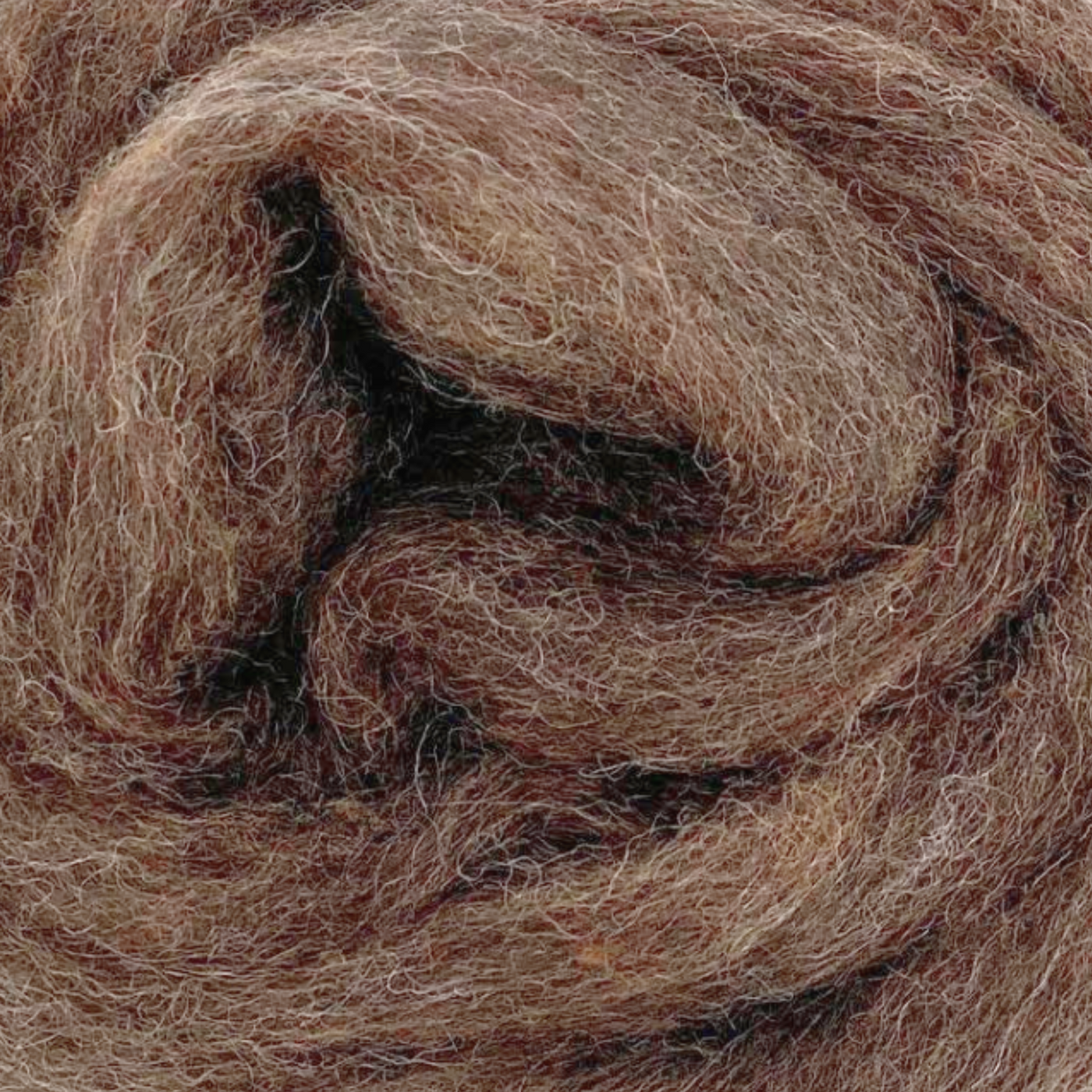 Bear colorway of Autumn Harvest Corriedale Wool Sliver, Revolution Fibers—a natural brown fiber for realistic needle felting and weaving.