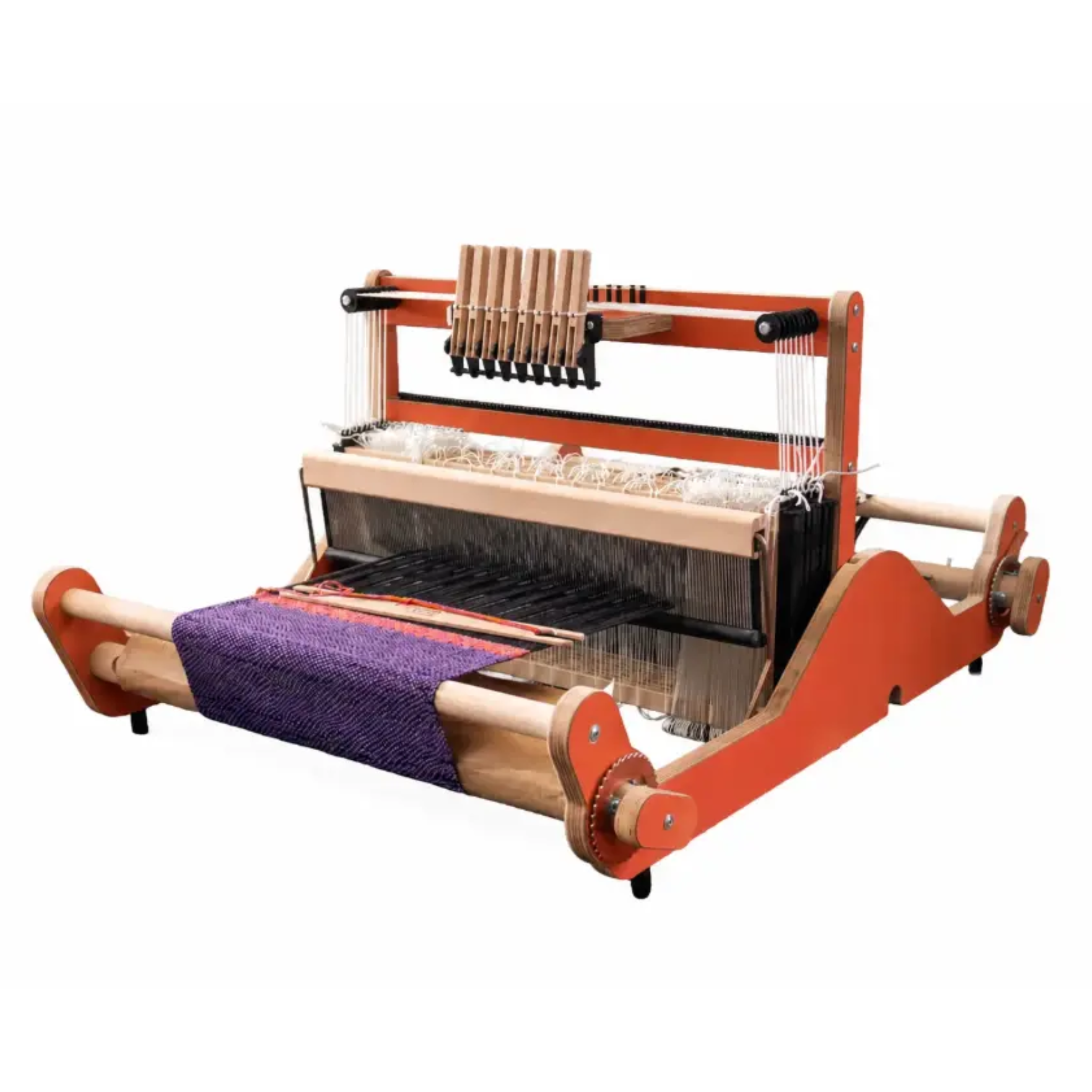 Revolution Fibers Louet Harmony 50-8 Table Loom in Terracotta with 20 inch weaving width, 8 shafts, and floating beater.