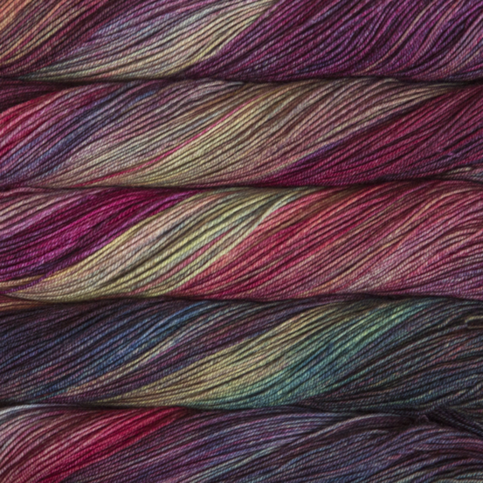 Revolution Fibers Malabrigo Sock Yarn in Aniversario (SW005) – Hand-dyed fingering weight Merino wool.
