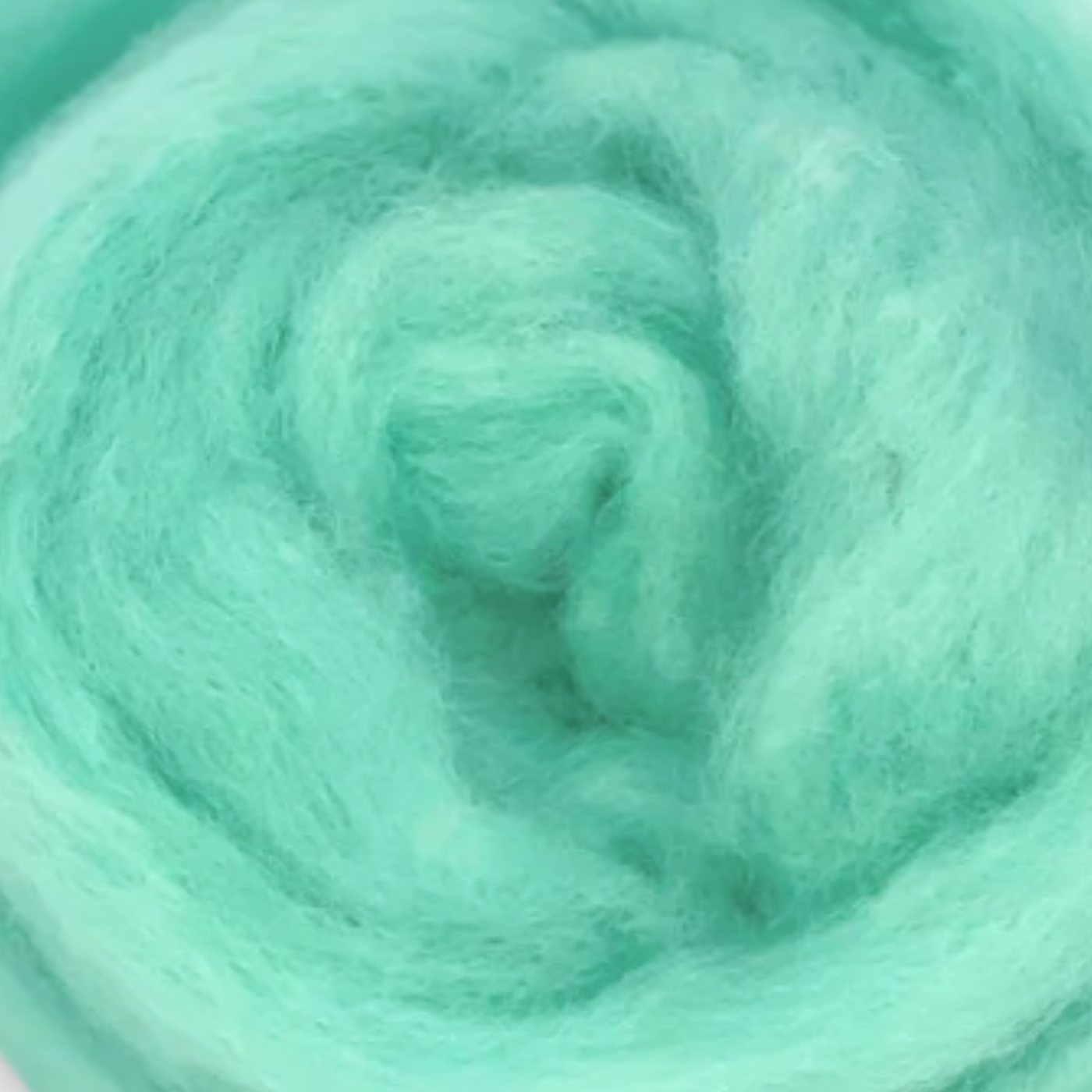 Close-up of the Aqua color from the Ocean Blues Corriedale Wool Sliver Pack by Revolution Fibers, showing fine carded texture perfect for wet felting, needle felting, and spinning.