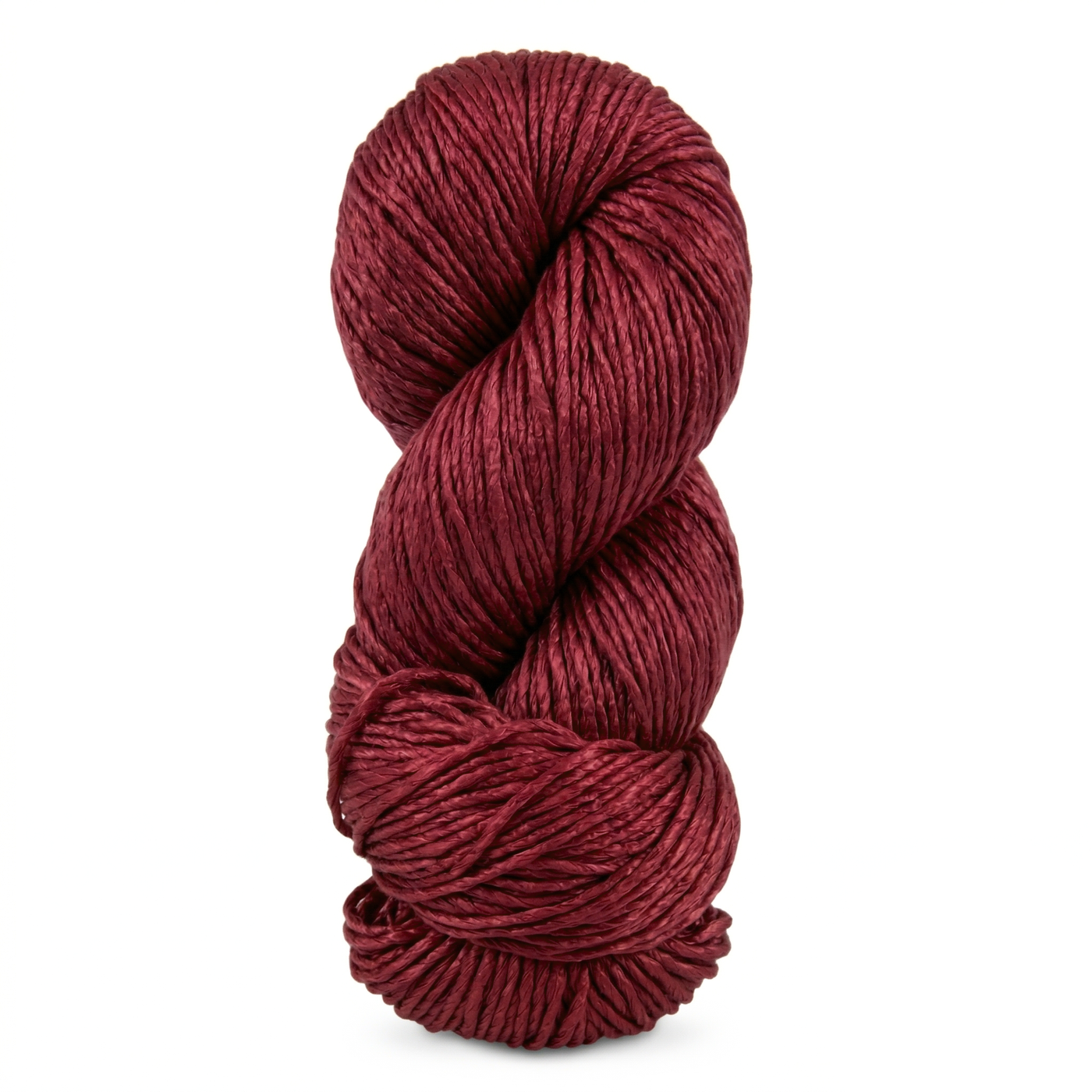Revolution Fibers Regal Mulberry Silk Yarn in Raspberry Red, featuring a berry-toned silk colorway with a soft glow and polished hero presentation.