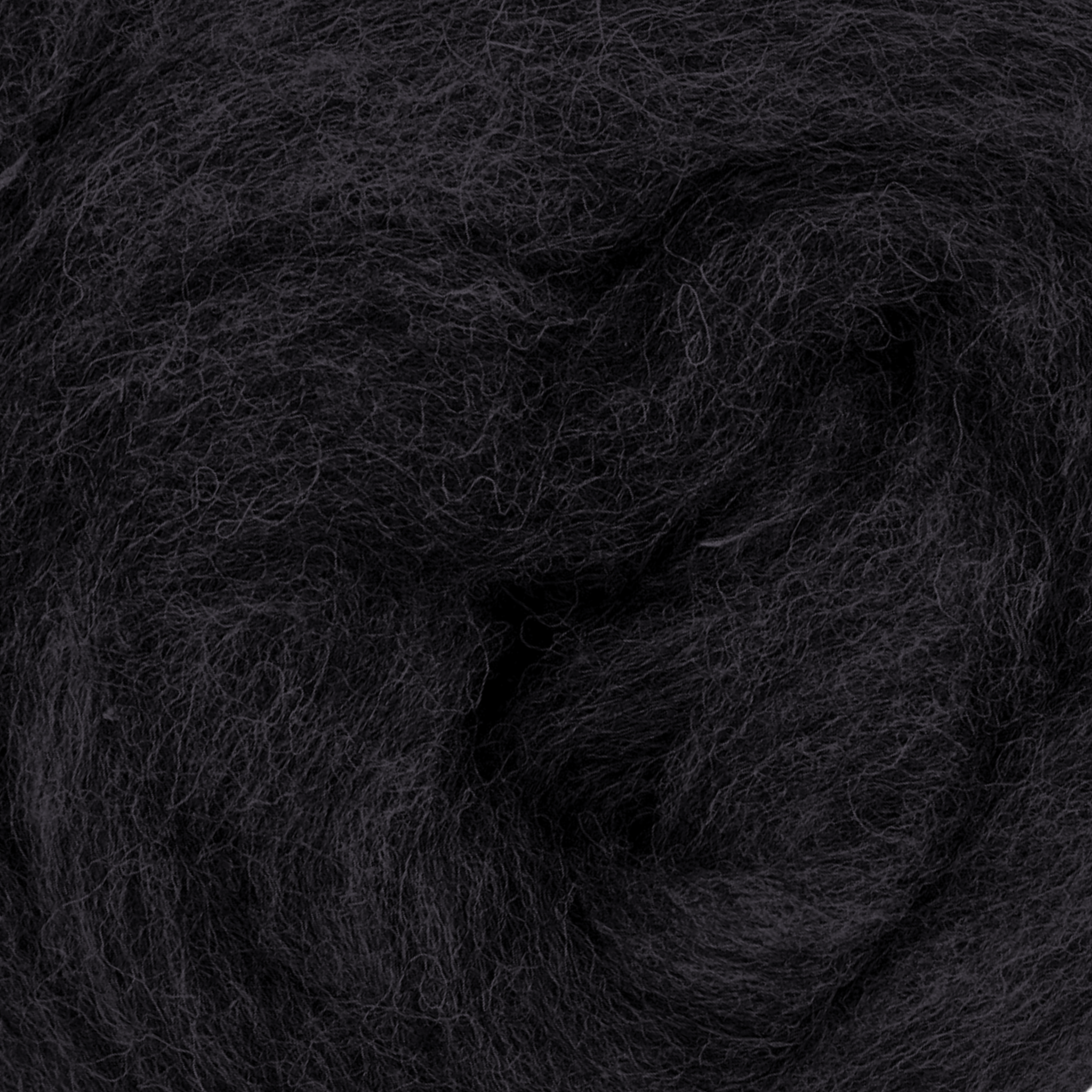 Revolution Fibers Shadowlands Carded Corriedale Wool Sliver – Raven colorway, single roll of deep black felting and spinning wool fiber.