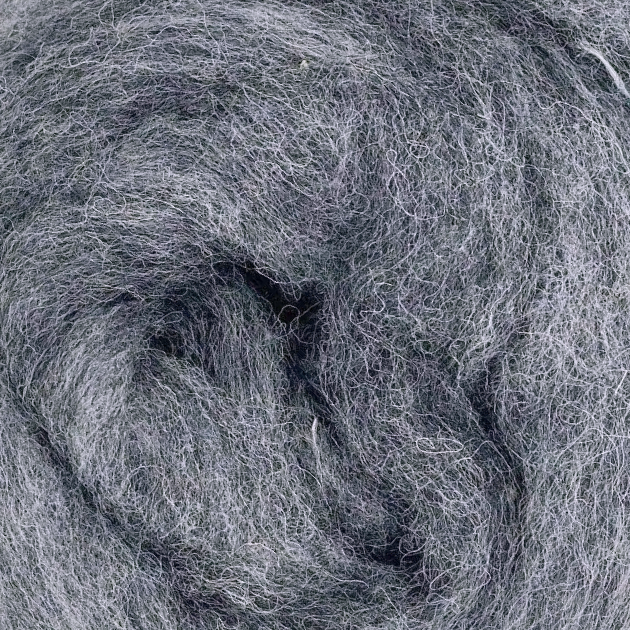 Revolution Fibers Shadowlands Carded Corriedale Wool Sliver – Tornado colorway, single roll of dark gray wool fiber for felting, spinning, and weaving.