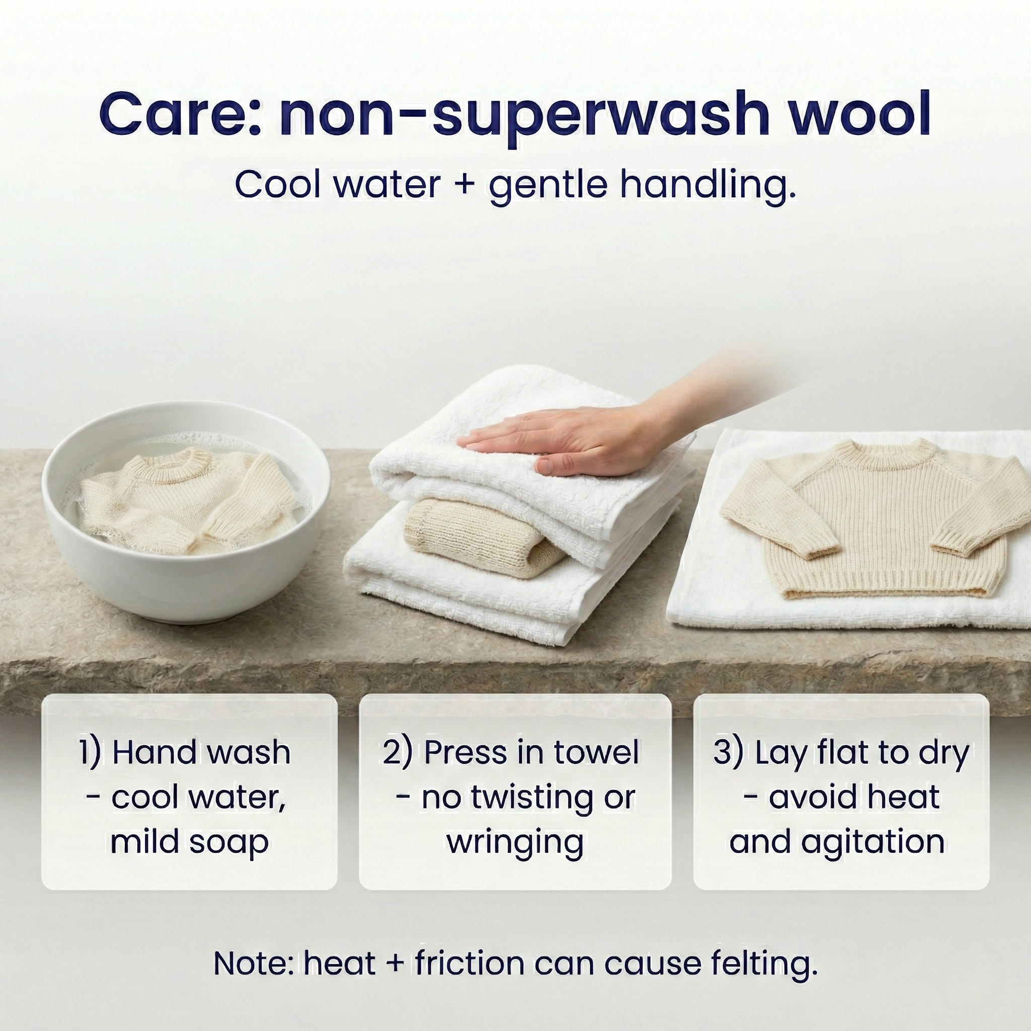 Infographic explaining why Blue Faced Leicester is a “sweet spot” wool, paired with a macro texture close-up of undyed yarn.