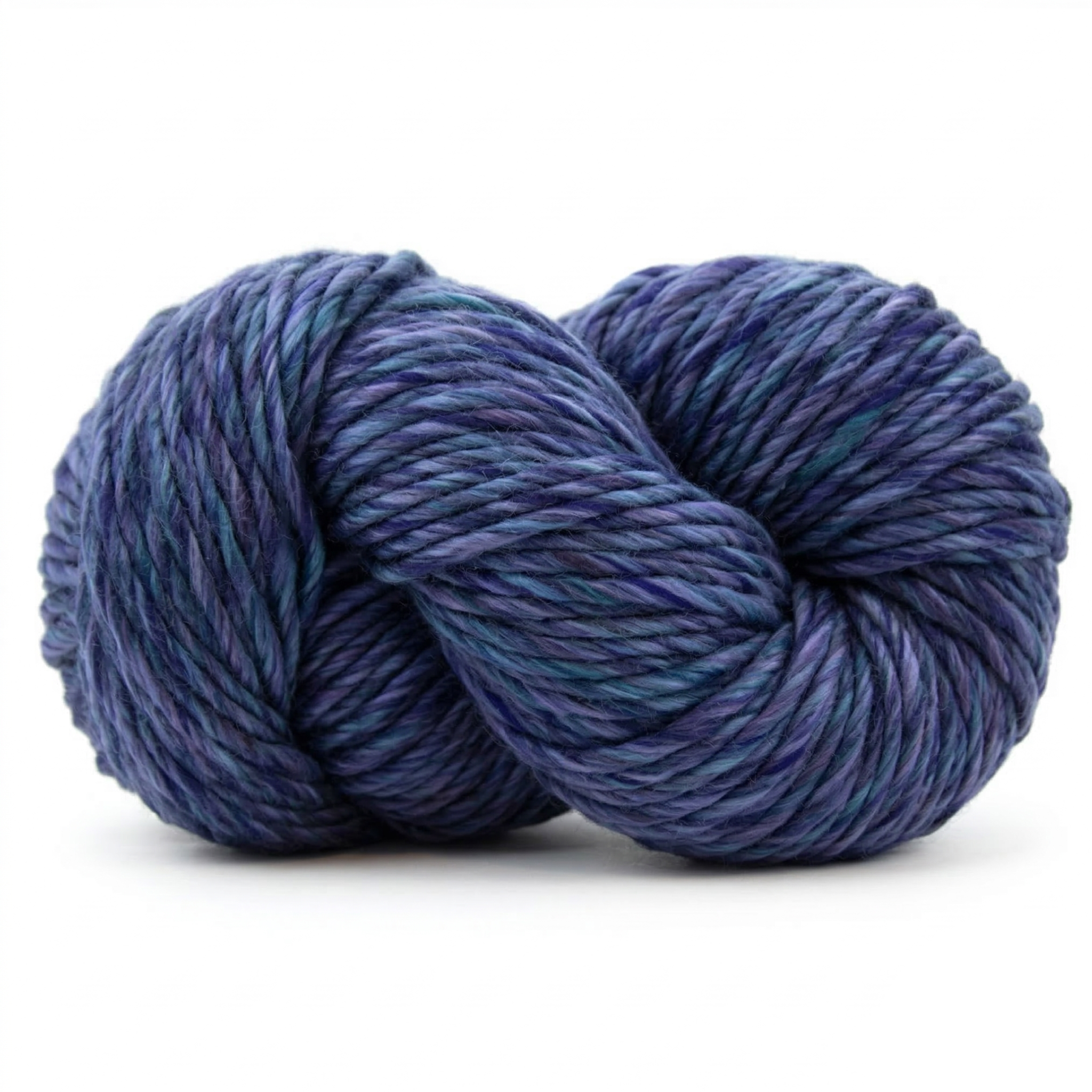 Blaze Orange super bulky multicolor merino wool yarn skein in a soft twisted pose on a light neutral background.