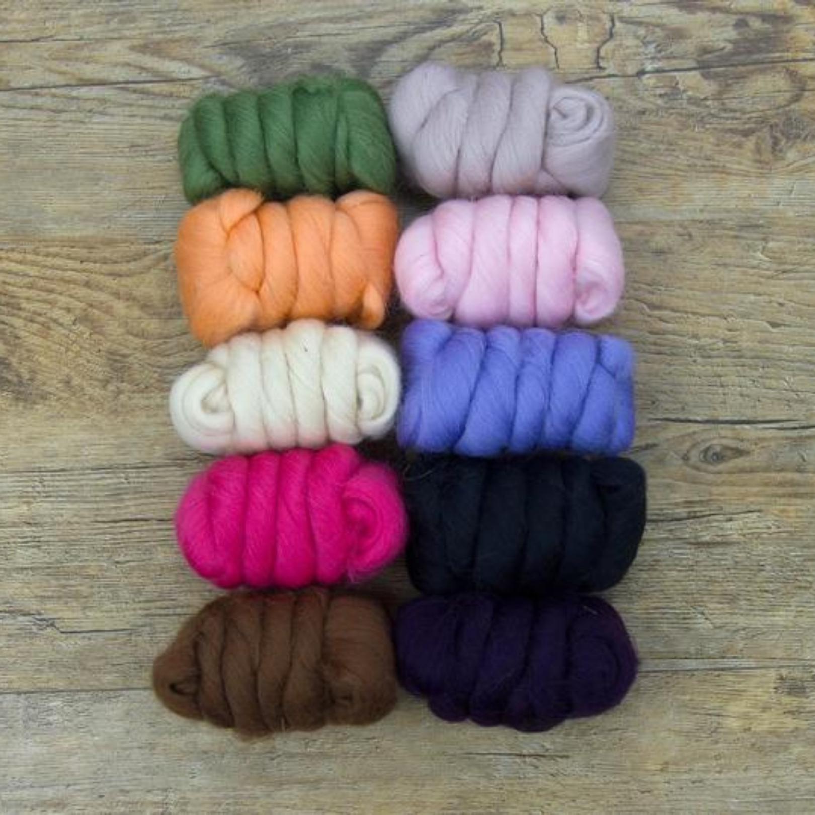 Mixed Merino Wool Variety Pack | Mystery Merino (Multicolored Surprise) 250 Grams, 23 Micron-Wool Roving-Revolution Fibers-Revolution Fibers