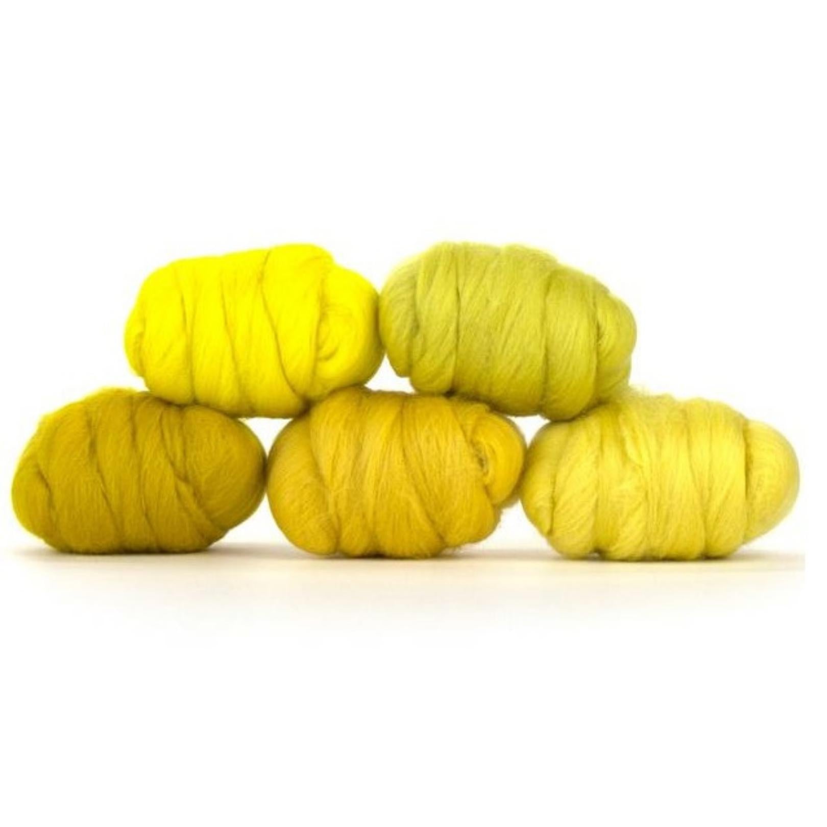 Mixed Merino Wool Variety Pack | Lemon Drop (Yellows) 250 Grams, 23 Micron-Wool Roving-Revolution Fibers-Revolution Fibers