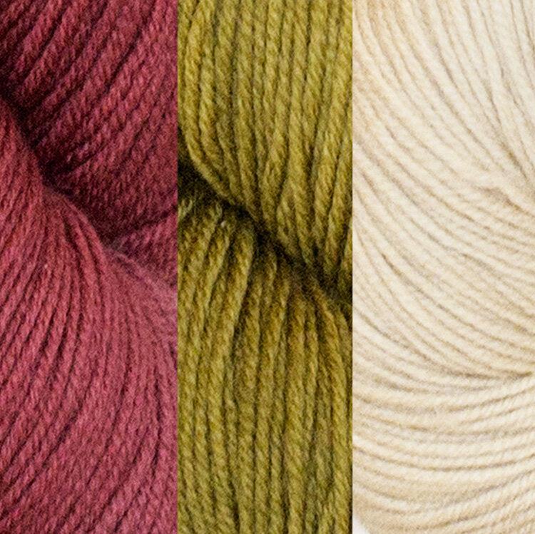 Divanyolu Shawl Kit | Yarn Art in Linen Stitch-Knitting Kits-Urth Yarns-Black Grape + Fig + Oleaster-Revolution Fibers