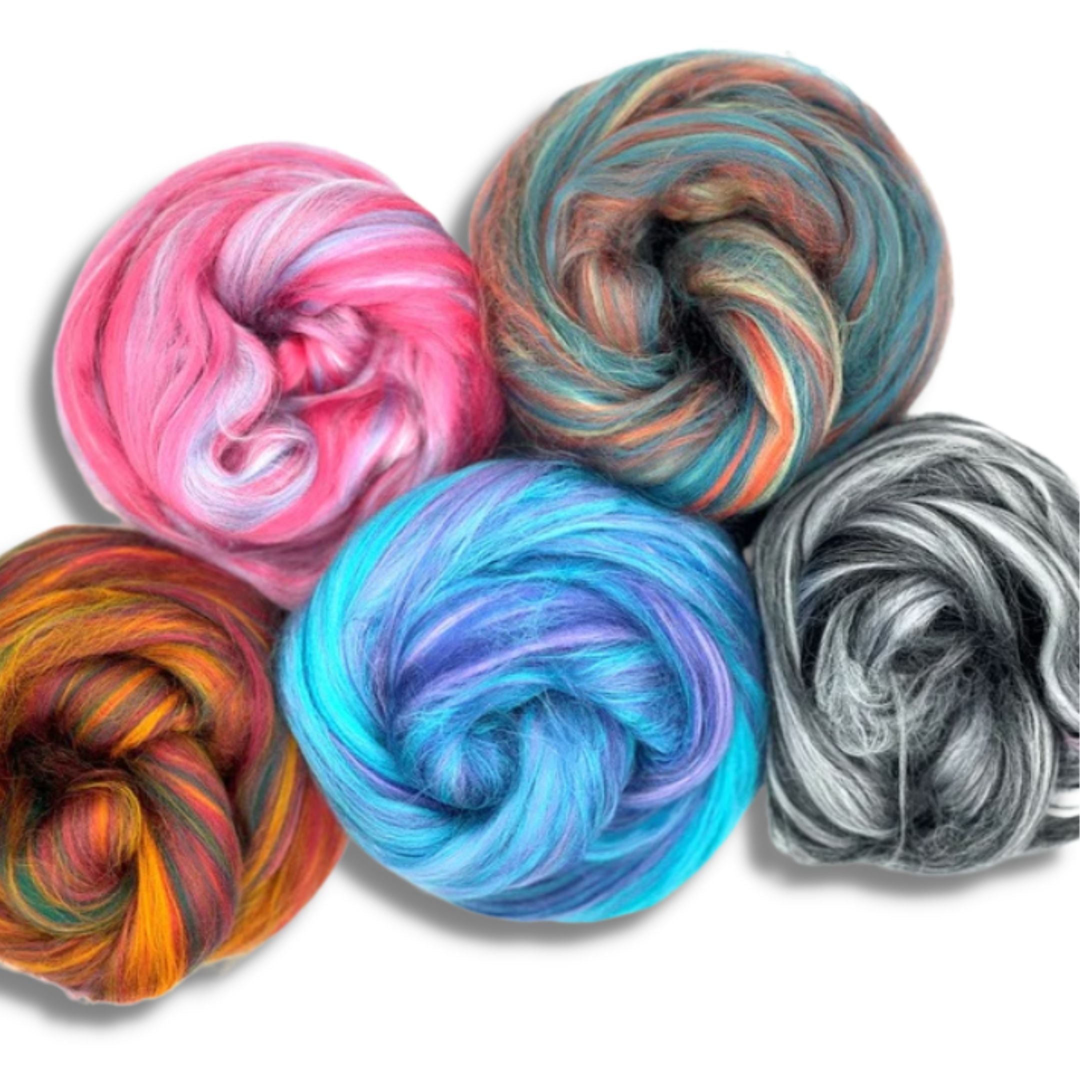 Dyed Multi-Color Bamboo Fiber Top | 5 Uber Soft, Luxurious Blended Colors | 125 Grams, 19 Micron-Wool Roving-Revolution Fibers-Revolution Fibers