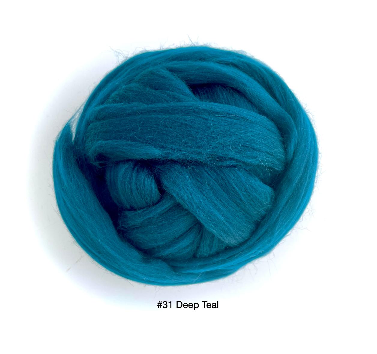 Polish Merino Wool Top - Deep Teal-Wool Roving-Kromski-8 Ounces-Revolution Fibers