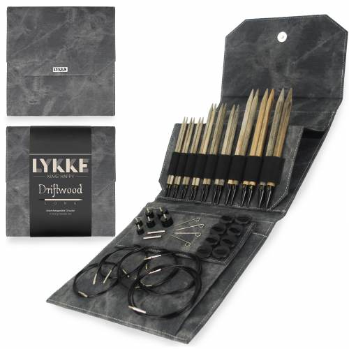 Driftwood Long (variable length) interchangeable needle set gray - K-LYKKE-DW-LONGIC-SET-GRY