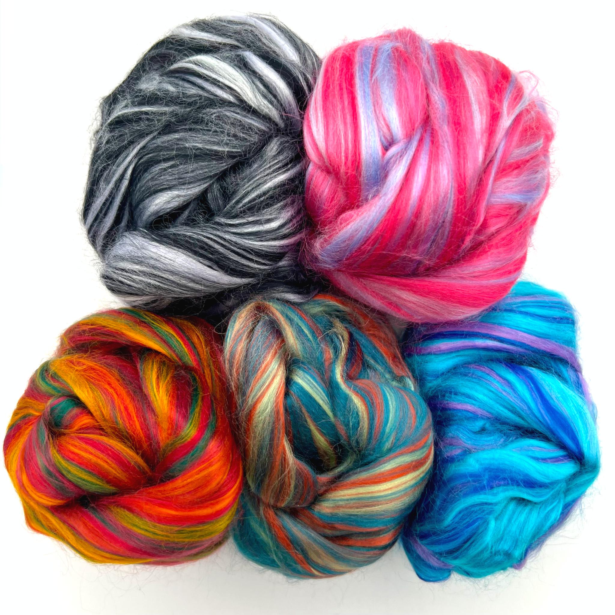 Dyed Multi-Color Bamboo Fiber Top | 5 Uber Soft, Luxurious Blended Colors | 125 Grams, 19 Micron-Wool Roving-Revolution Fibers-Revolution Fibers