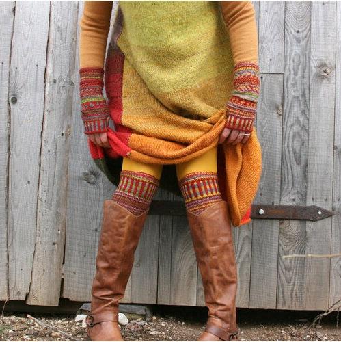 Laima's Boot Cuffs & Wrist Warmers | Fingering Weight-Knitting Kits-Urth Yarns-3001 + Rubia (sample colors)-Revolution Fibers