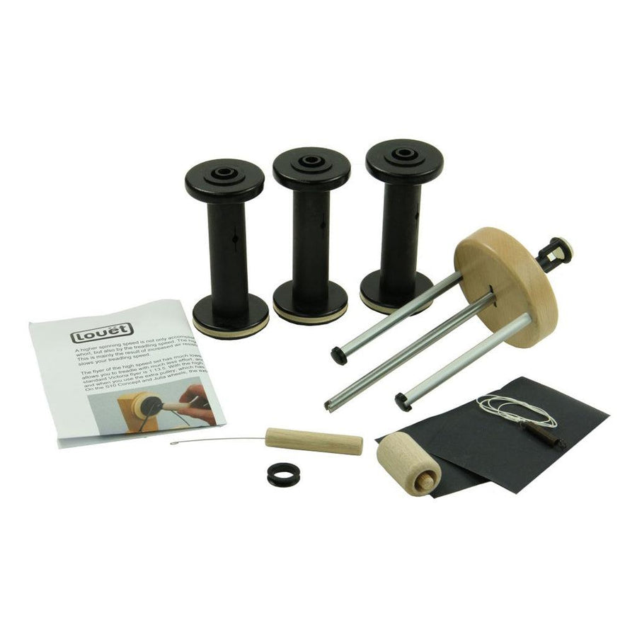 Louet Victoria Spinning Wheel | High Speed Bobbin Set | Oak & Beech Wood-Bobbin-Louet-Beech Wood Scotch Tension-Revolution Fibers