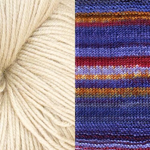 Myrsine Scarf Kit | Textile Art Using Self-Striping Yarn-Knitting Kits-Urth Yarns-Oleaster + 3017-Revolution Fibers