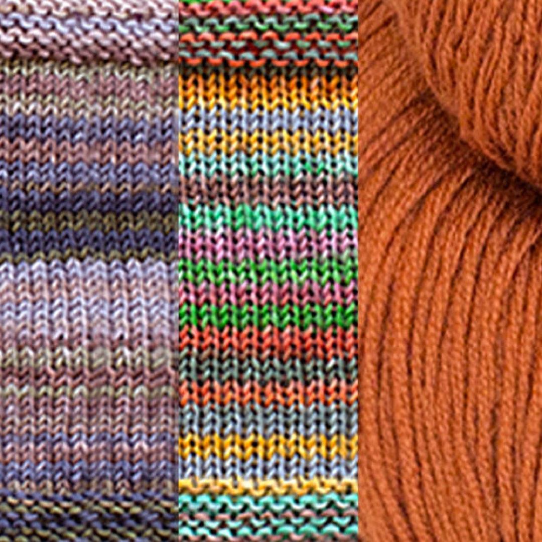 Positive Vibrations Shawl Kit | Yarn Art of Elegant Shapes and Colors-Knitting Kits-Urth Yarns-3006 + 3013 + Cinnamon-Revolution Fibers