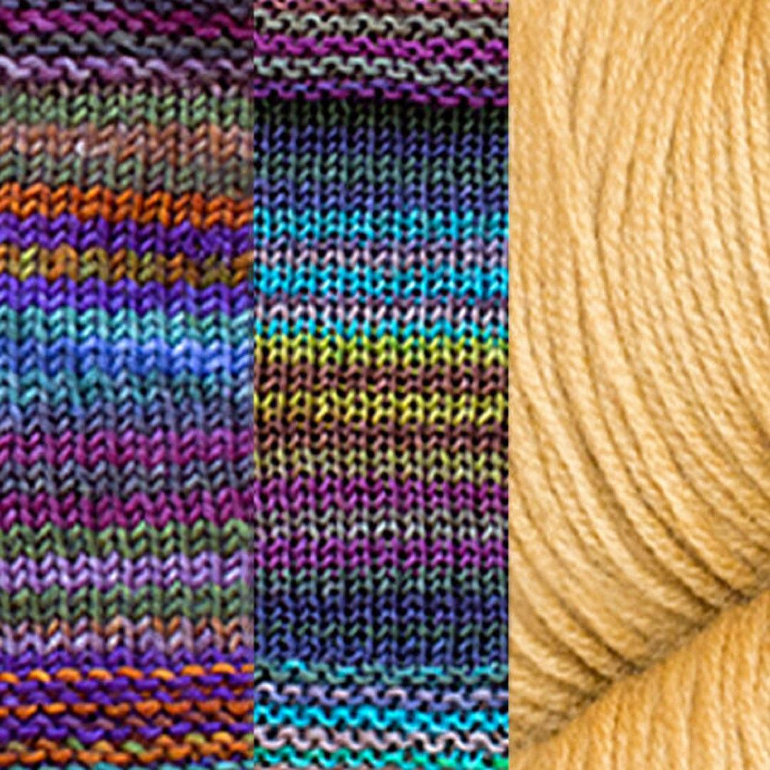 Positive Vibrations Shawl Kit | Yarn Art of Elegant Shapes and Colors-Knitting Kits-Urth Yarns-3020 + 3012 + Acorn-Revolution Fibers