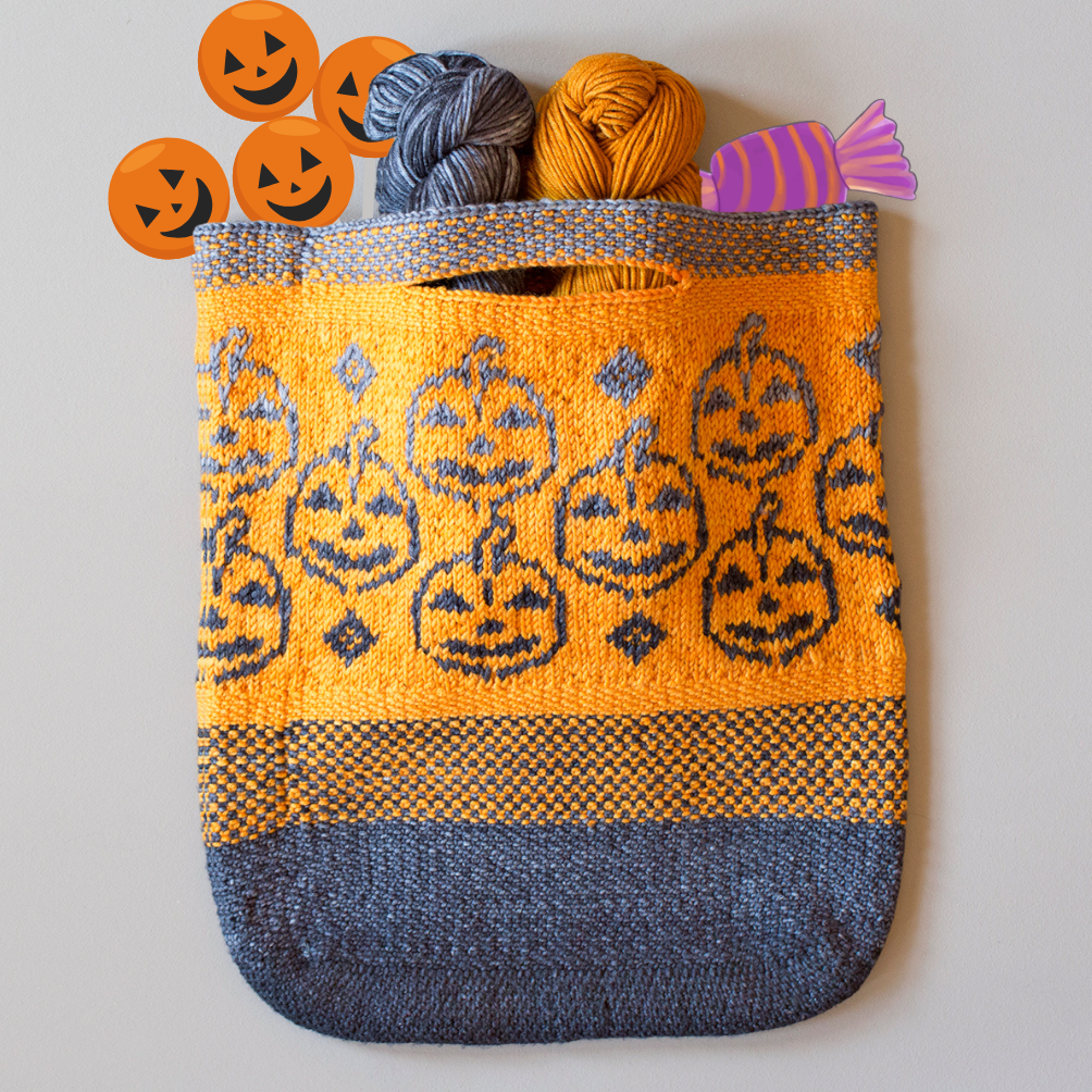 Pumpkin Trick or Treat Bag Pattern - Harvest & Monokrom Worsted