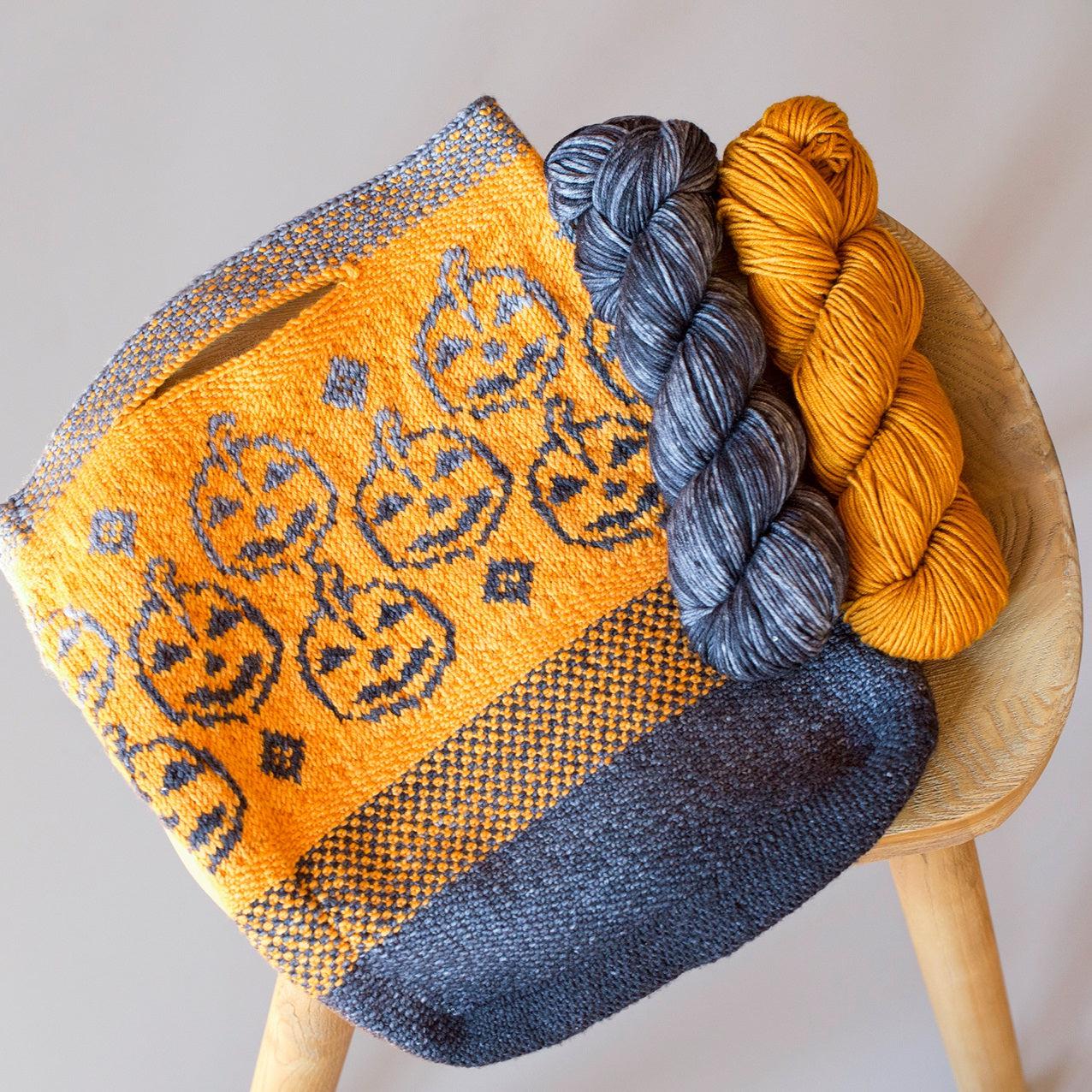 Pumpkin Trick or Treat Bag Pattern - Harvest & Monokrom Worsted-Knitting Patterns-Urth Yarns-Revolution Fibers