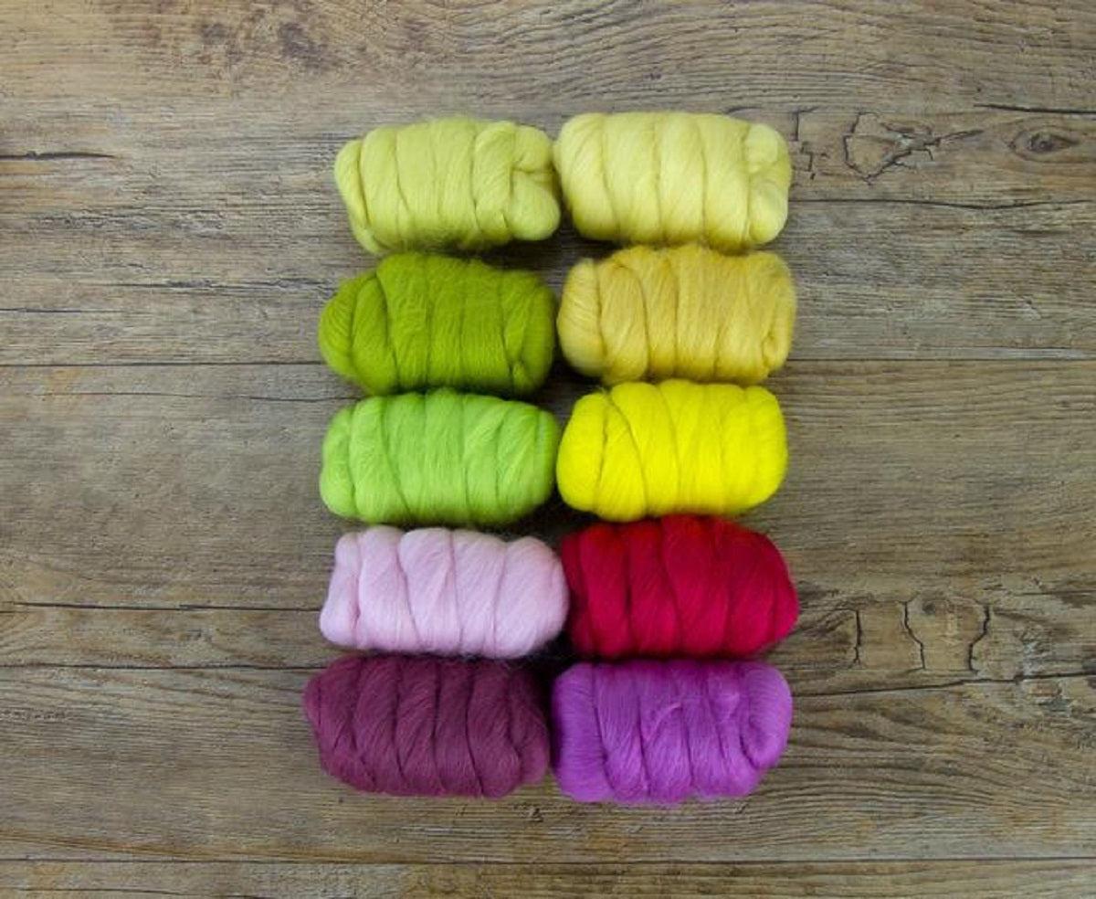 Mixed Merino Wool Variety Pack | Spring Blossom (Multicolored) 250 Grams, 23 Mircon-Wool Roving-Revolution Fibers-Revolution Fibers