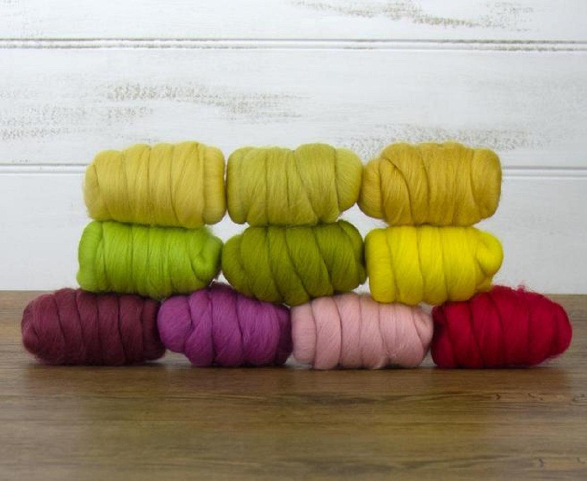 Mixed Merino Wool Variety Pack | Spring Blossom (Multicolored) 250 Grams, 23 Mircon-Wool Roving-Revolution Fibers-Revolution Fibers