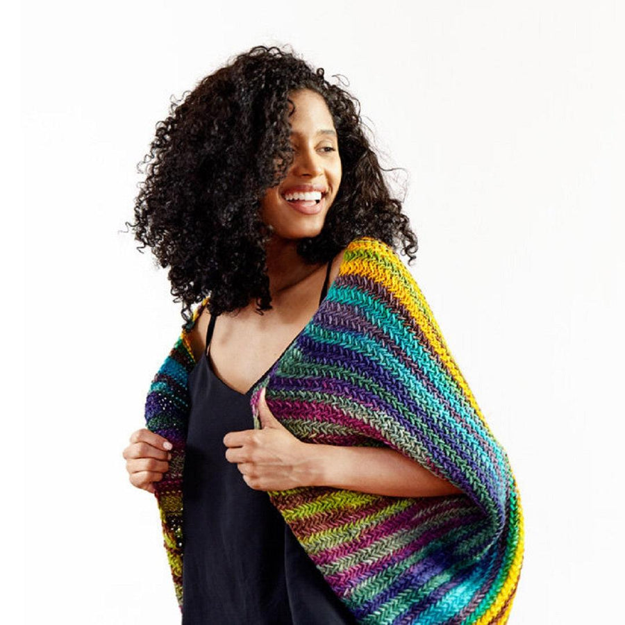 Koza Cocoon Wrap Kit | Yarn Art in Herringbone Stitch-Knitting Kits-Urth Yarns-Uncuffed-Koza 4006 + 56-Revolution Fibers