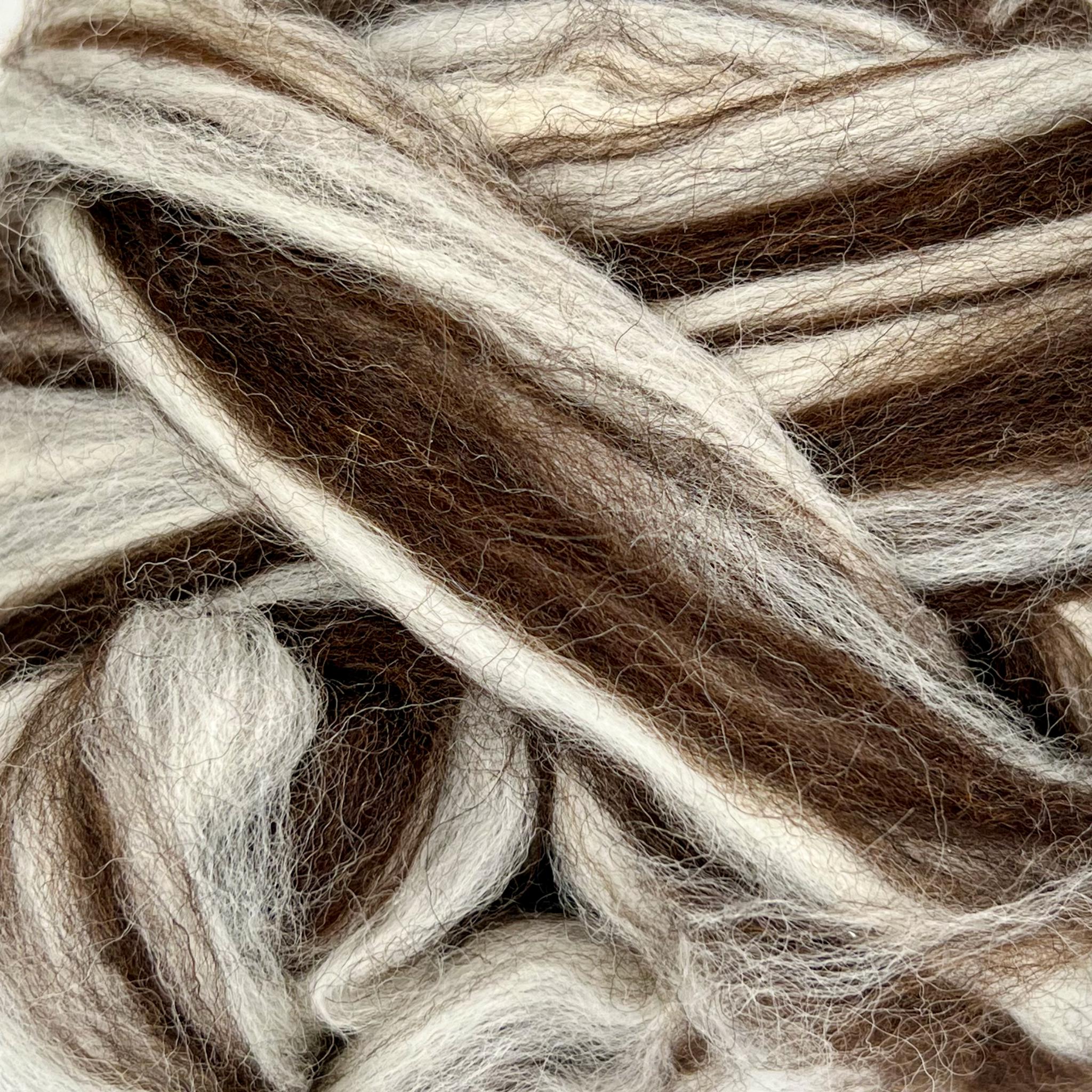 Yin Yang Natural Blend of Corriedale Wool Roving (8 Ounces) | Cleaned and Combed Core Wool-Wool Roving-Revolution Fibers-Revolution Fibers